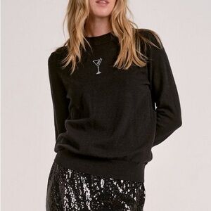 Black Sweater with Martini Glass Embroidery